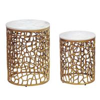 Satztisch Wl7.657 - Goldfarben, Design, Stein/Metall (39/39/52,5cm) - Livetastic