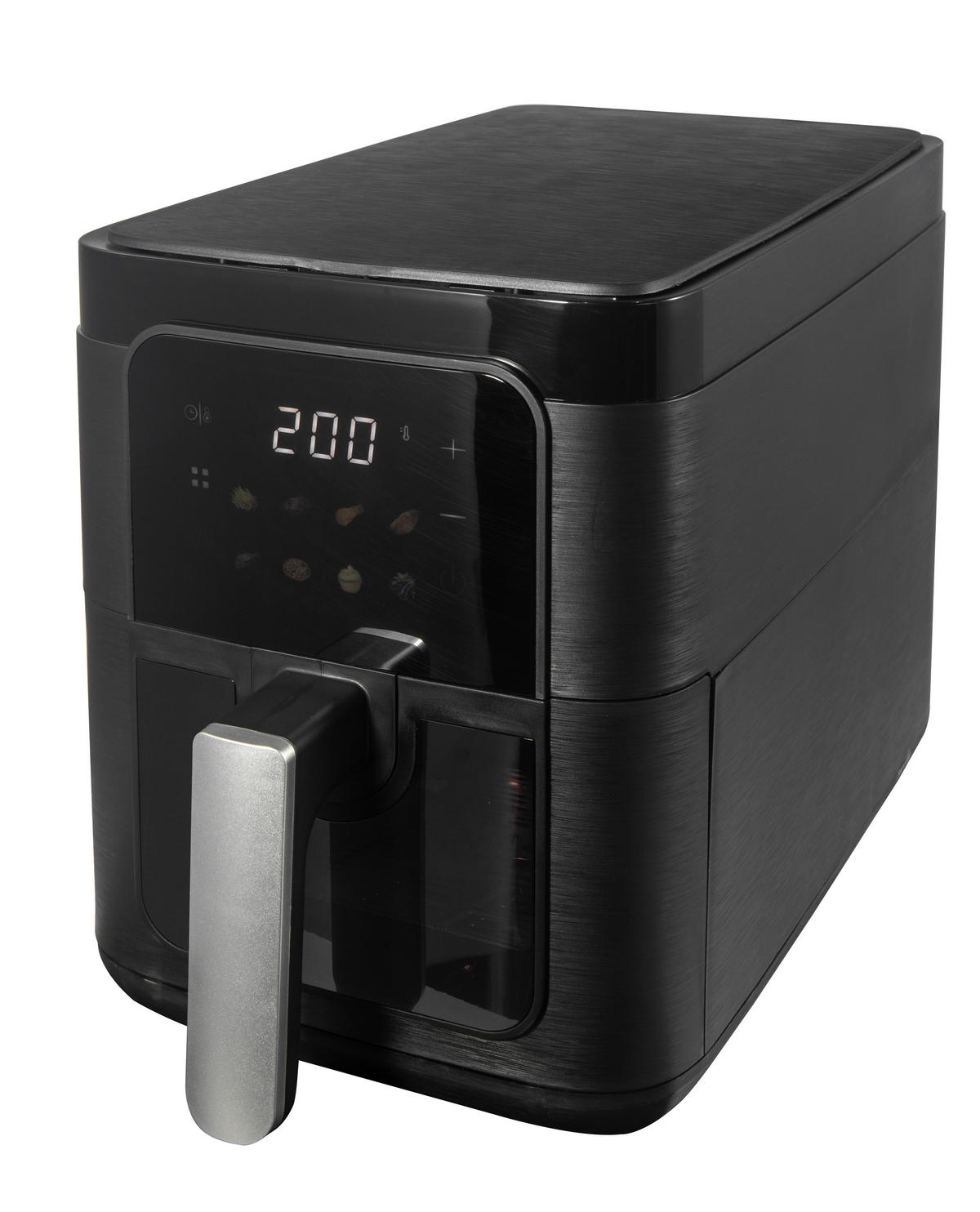 Heißluftfritteuse Schwarz max. 1500 Watt - Schwarz, Trend, Glas/Kunststoff (22,7/45/28,3cm)