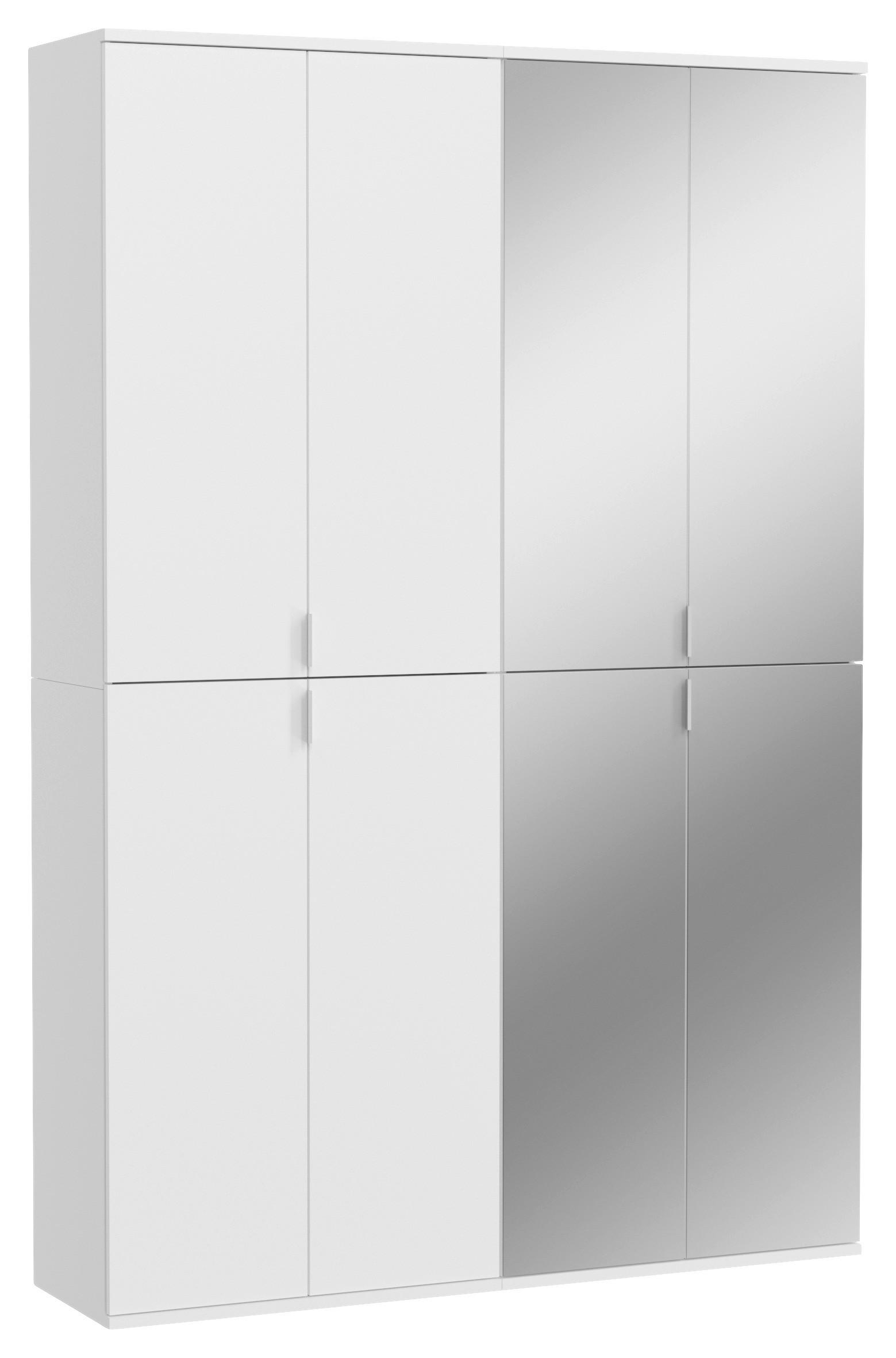 Ormar S Klasičnim Vratima Projekt X - bijela/bijela visoki sjaj, Moderno, drvni materijal/metal (122/193/34cm) - MID.YOU