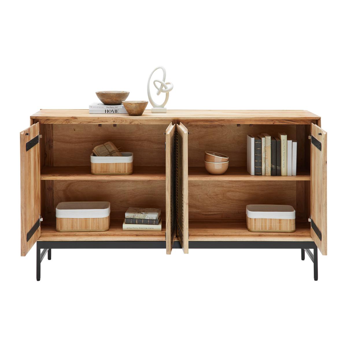 Sideboard Tarim Schwarz/Akazienfarben - Schwarz/Akaziefarben, LIFESTYLE, Holz/Metall (160/85/40cm) - Mömax