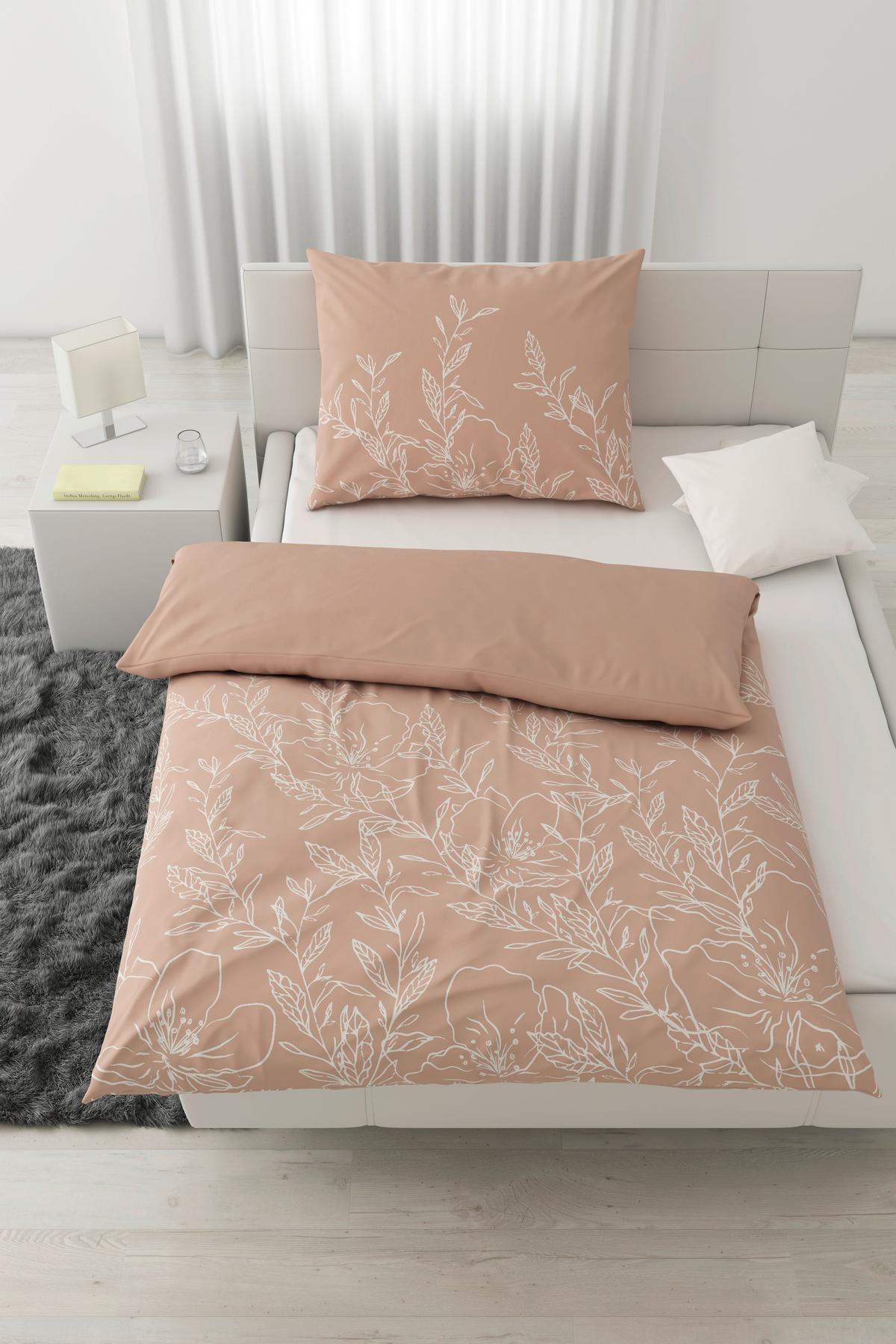 WENDEBETTWÄSCHESET LEAVES WENDE - Rosa, Romantik / Landhaus, Textil (160/210cm) - Modern Living