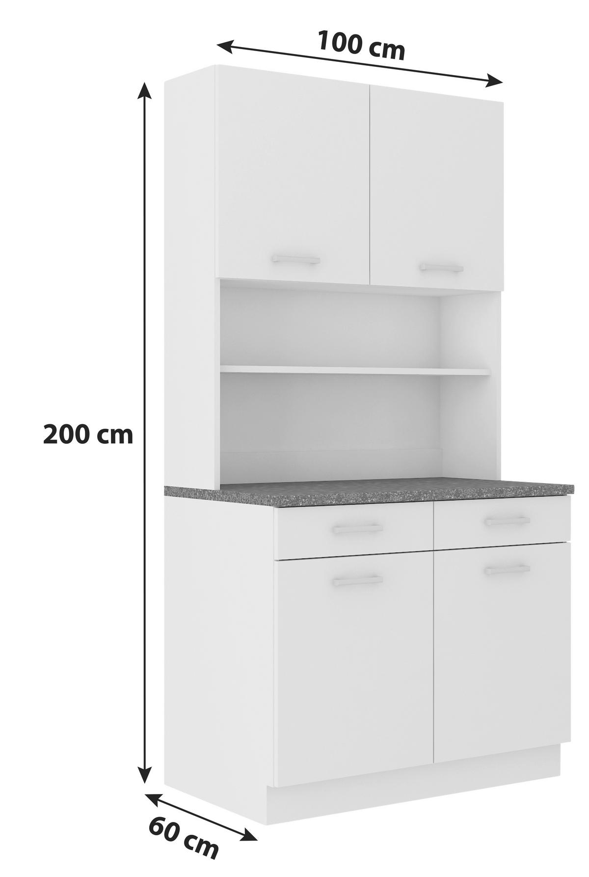 Kuhinjski Element Za Posuđe Maria - bijela/srebrne boje, Konvencionalno, drvni materijal/plastika (100/200/60cm)