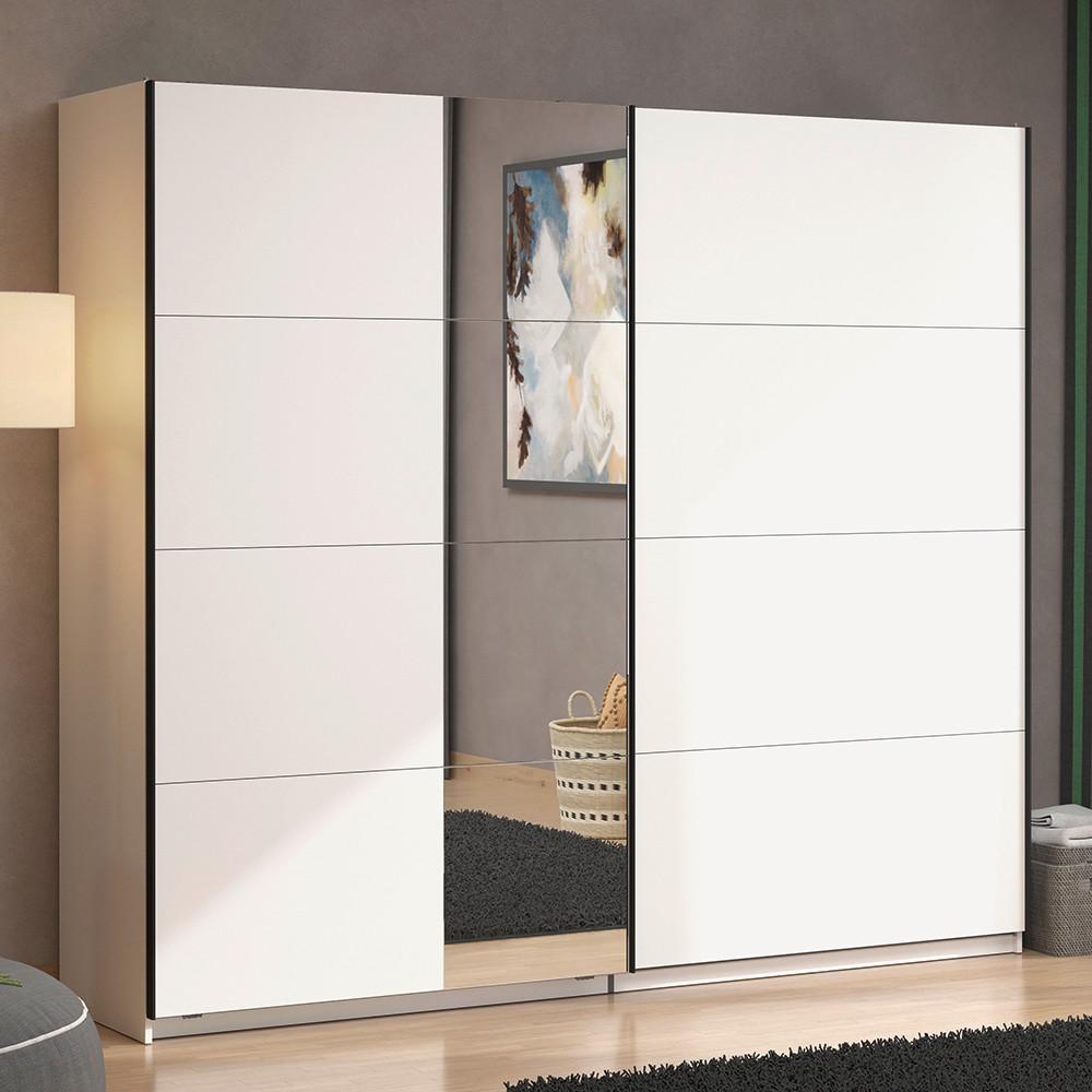 GARDEROB MED SKJUTDÖRRAR GARD 245 -TOP- - vit/svart, Klassisk, metall/trämaterial (245/217/61cm) - Mömax