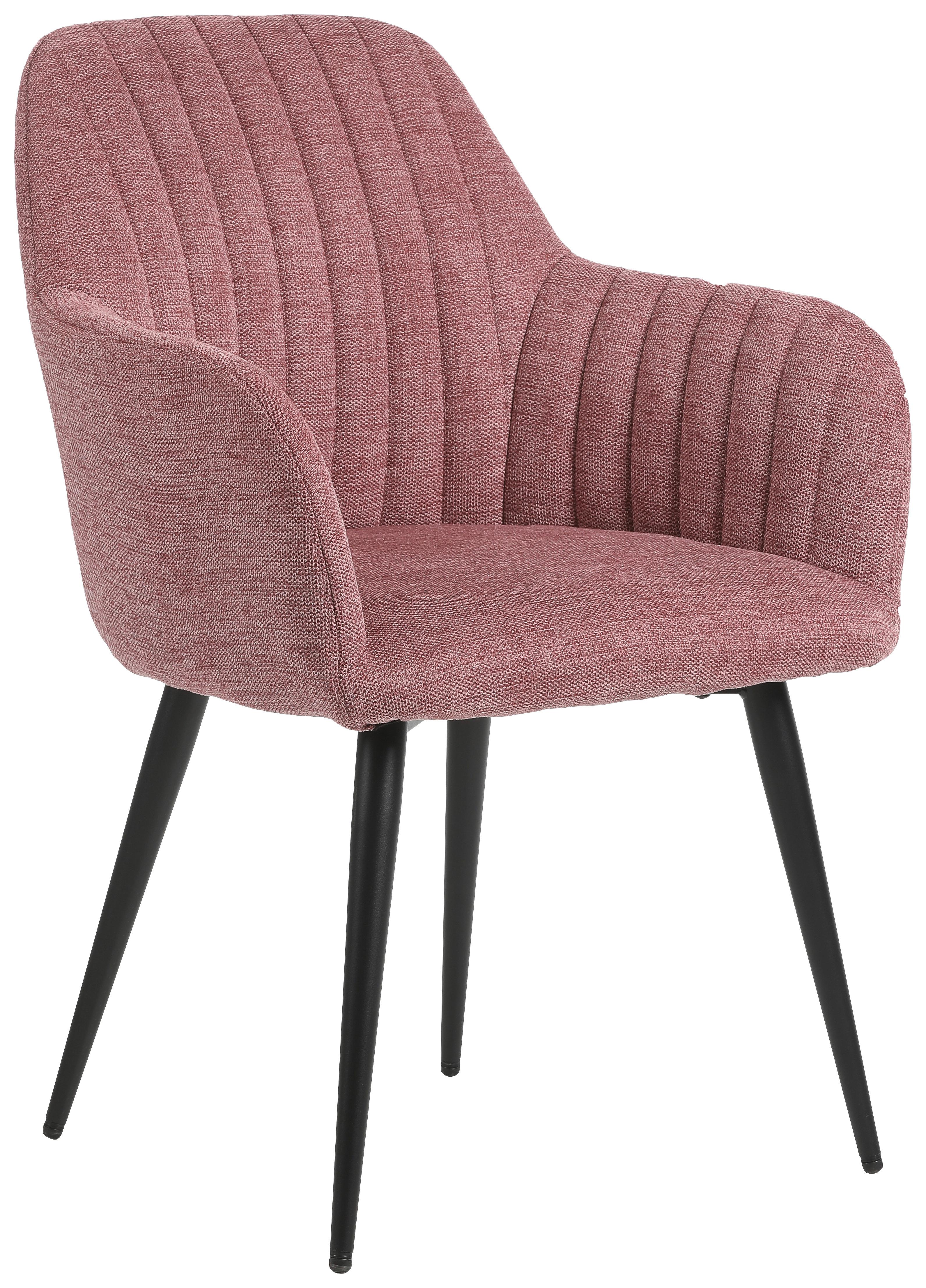 Armlehnstuhl Martha in Rosa/Schwarz - Beere/Schwarz, Modern, Textil/Metall (57/83,5/58cm) - Mömax