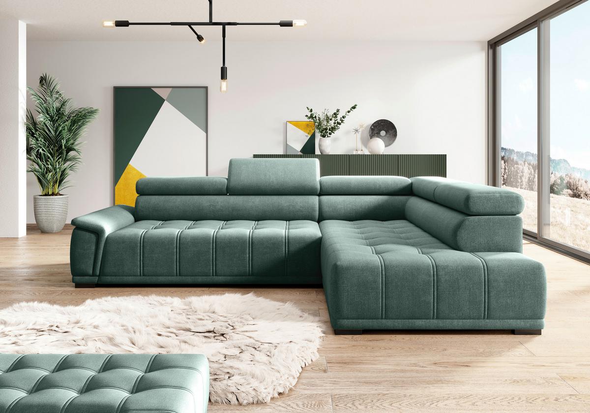 Coltar GREMIO - verde închis, Modern, textil (283/106cm) - Premium Living