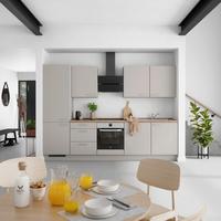 Küchenblock Touch High m. Geräten Grau - Eiche dunkel/Edelstahlfarben, MODERN, Holzwerkstoff/Metall (300cm) - Nobilia