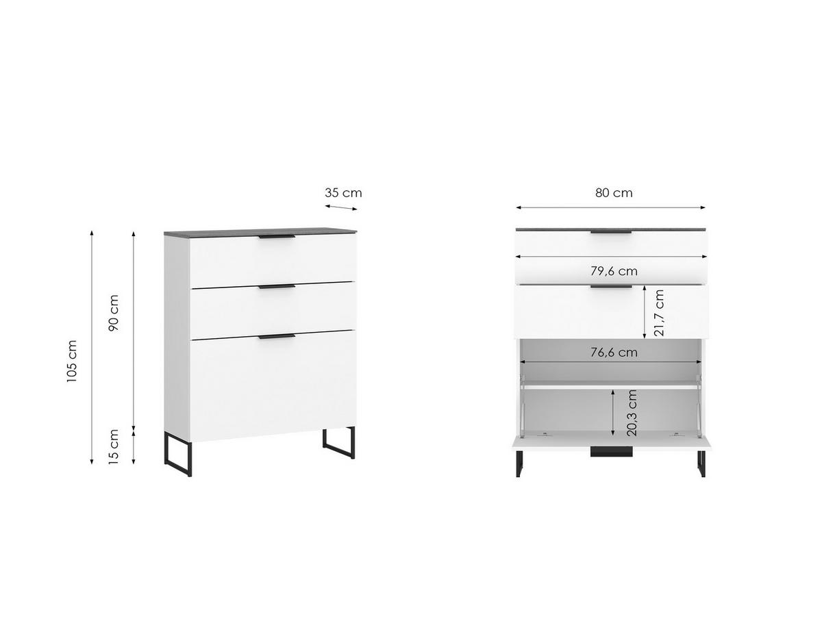 Ormarić Za Cipele Aladin - bijela/boje hrasta, Moderno, drvni materijal/metal (80/105/35cm) - Modern Living