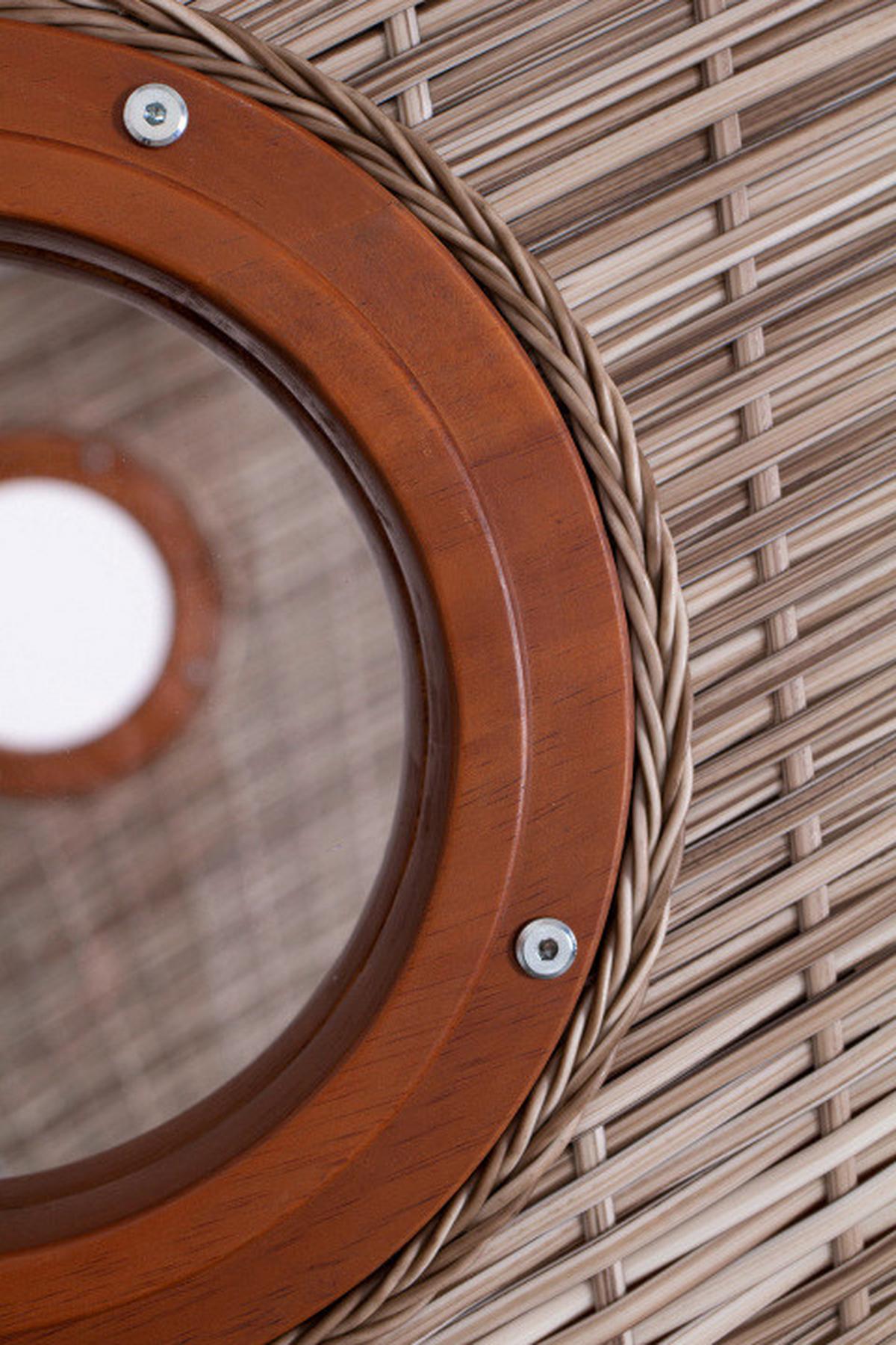 Strandkorb ca. 140x160x80 cm Braun/Grau - Braun/Grau, Basics, Holz/Kunststoff (140/160/80cm) - Gardenson