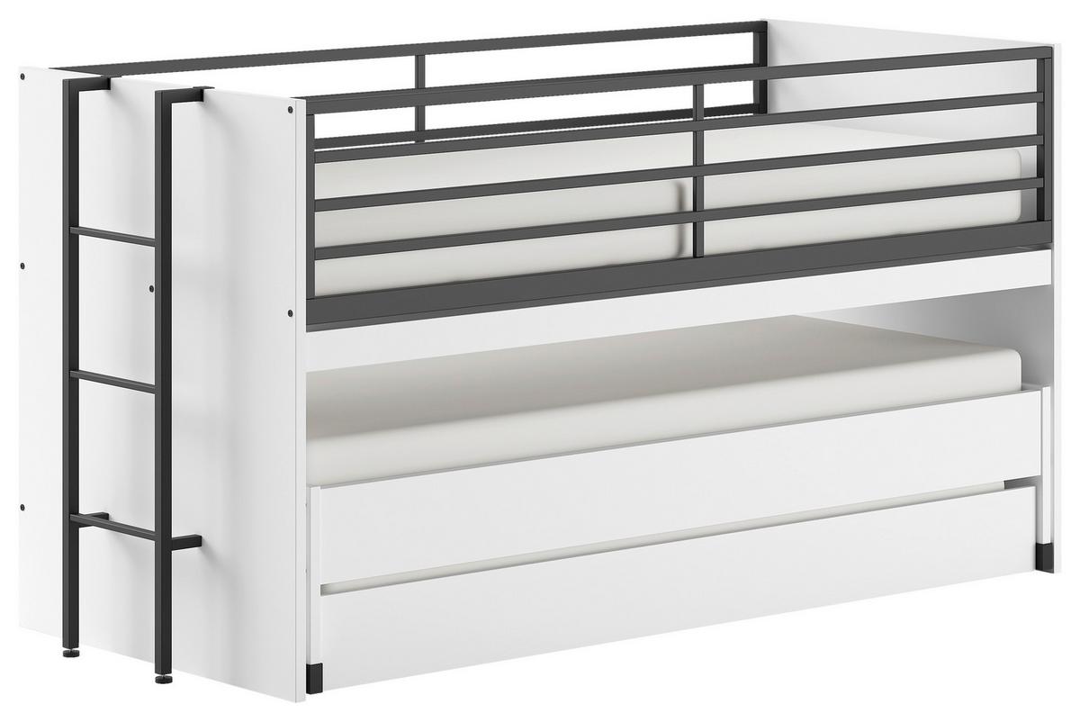 Hochbett Sam Weiß ca. 90x200 cm - Weiß, MODERN, Holzwerkstoff (90/200cm) - Vipack