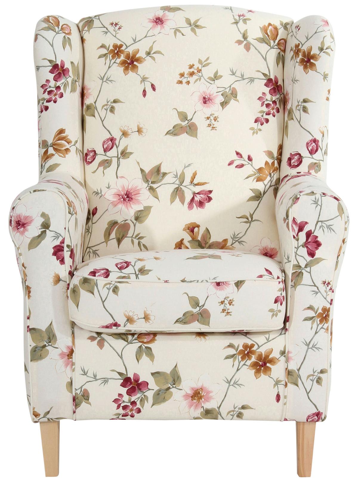Ohrensessel Lorris Multicolor Flachgewebe - Buchefarben/Multicolor, Design, Holz/Textil (77/103/86cm) - Max Winzer