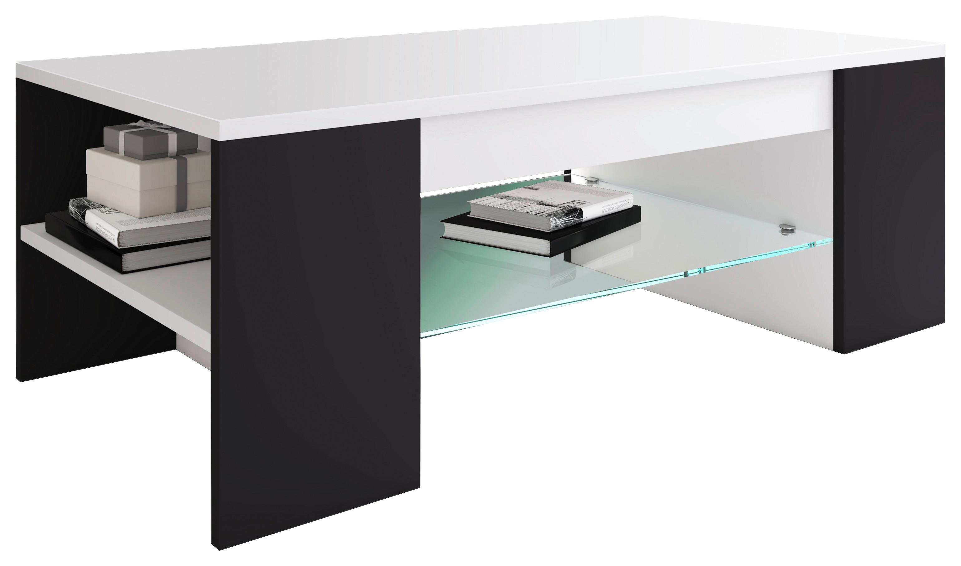 Klubska Miza Tunas, Bela, Črna - črna/bela, Moderno, leseni material (100/50/35cm) - MID.YOU