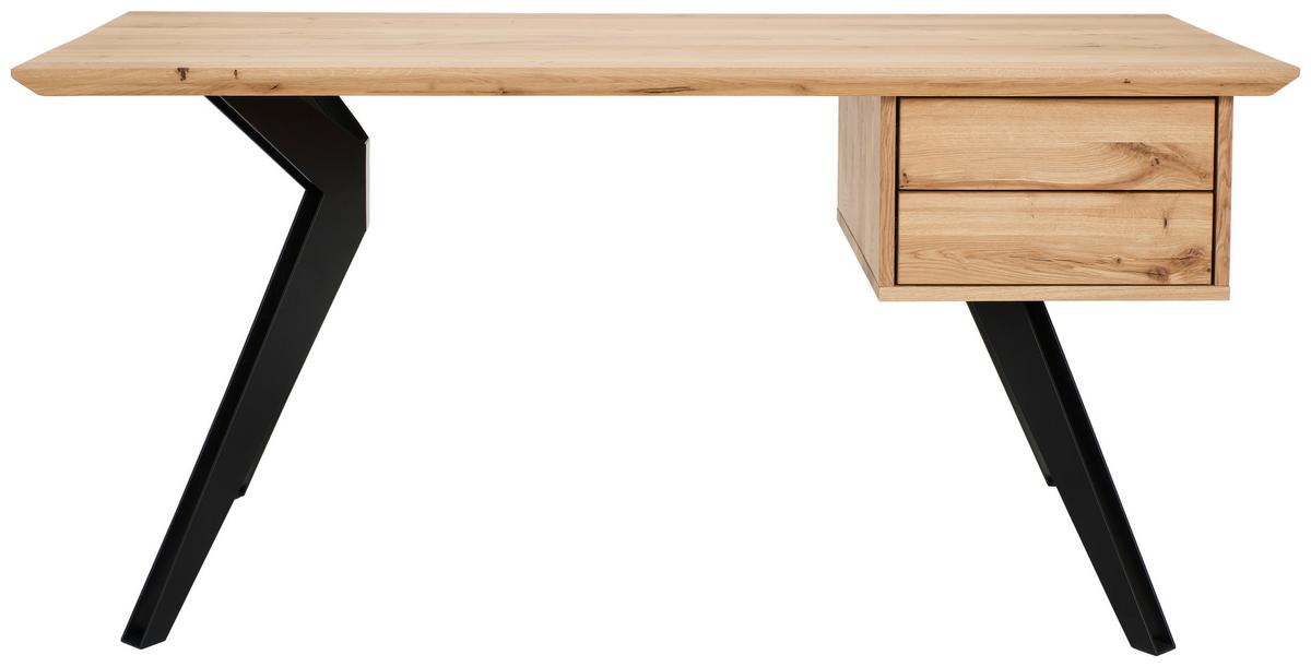 BIURKO ALINA -EXKLUSIV- - dąb dziki/czarny, Natur, metal/drewno (160/70/75cm) - Linea Natura