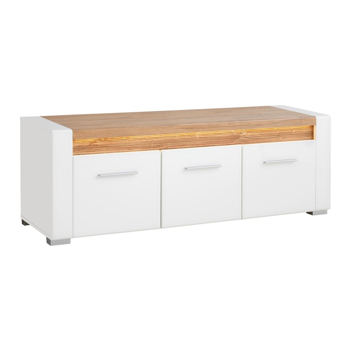 Tv Komoda Leonardo - bijela/boje hrasta, Moderno, drvni materijal/metal (160/56/45cm) - Modern Living