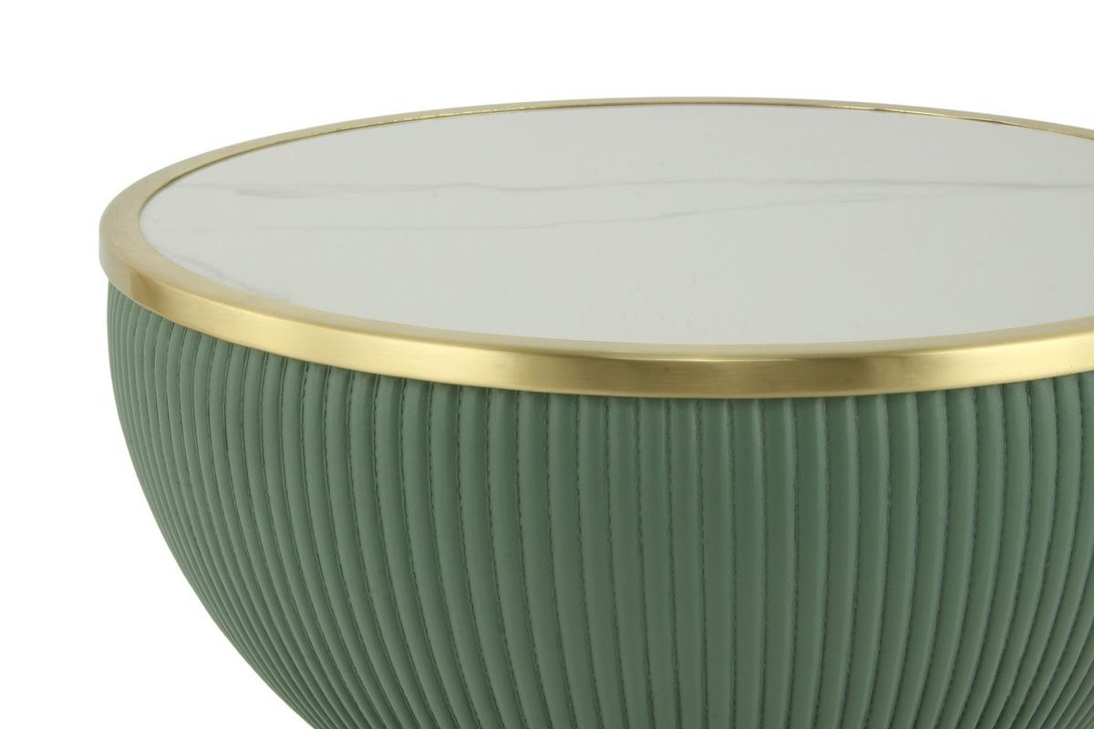 BEISTELLTISCH JOKAI 225 MINT - Goldfarben/Mintgrün, Design, Textil/Stein (47/51cm) - Kayoom