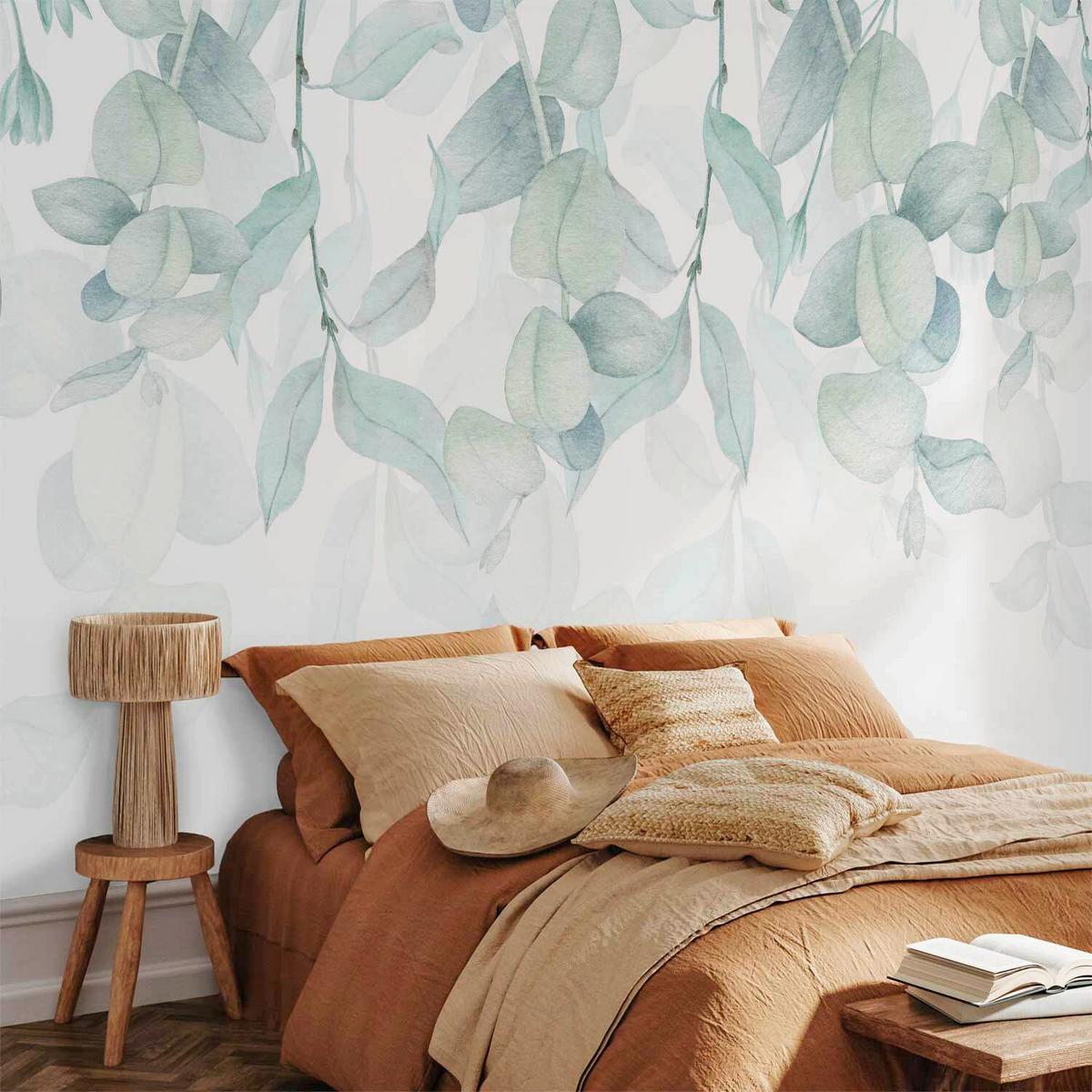 Fototapeta Pastel Flora, 100x70cm - zelena/bela, Trendi, tekstil (100/70cm) - artgeist