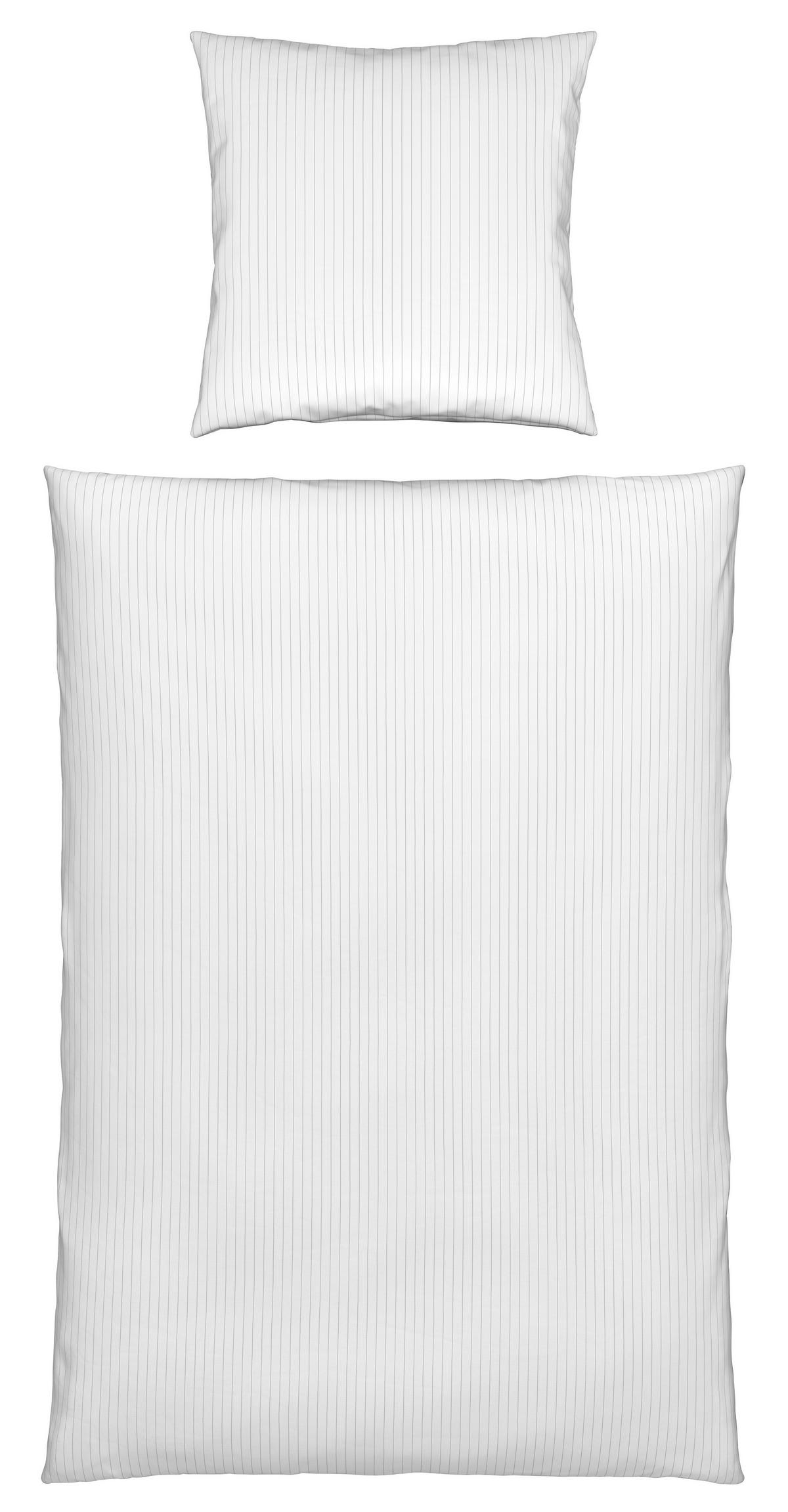 Bettwäsche Twill Streif Weiss/Hellgrau ca. 135x200cm - Hellgrau/Weiß, MODERN, Textil (135/200cm) - Mömax