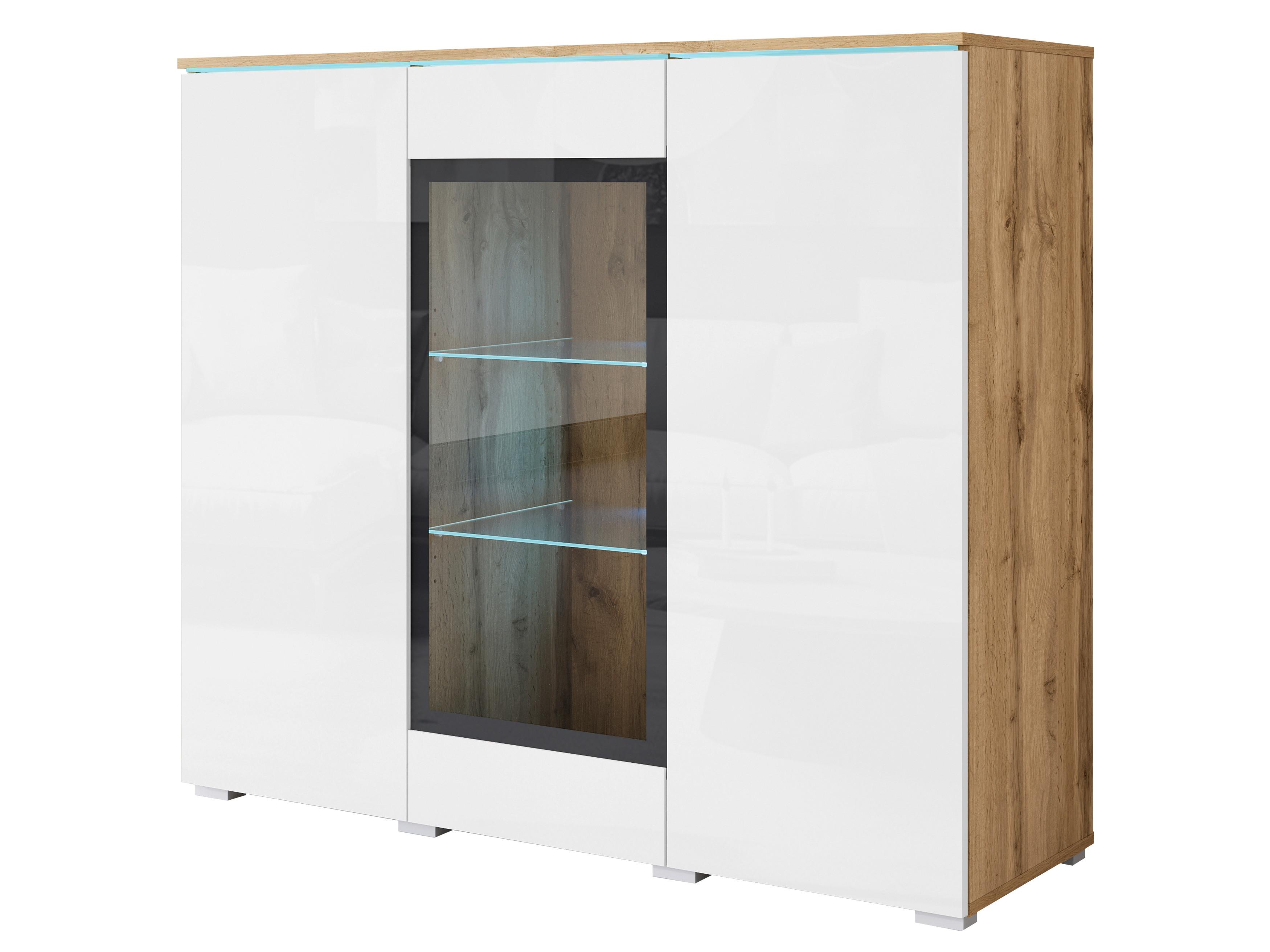 Visoka Komoda Vera 120 - siva/bijela visoki sjaj, Trend, staklo/drvni materijal (120/103,3/39,5cm) - P & B
