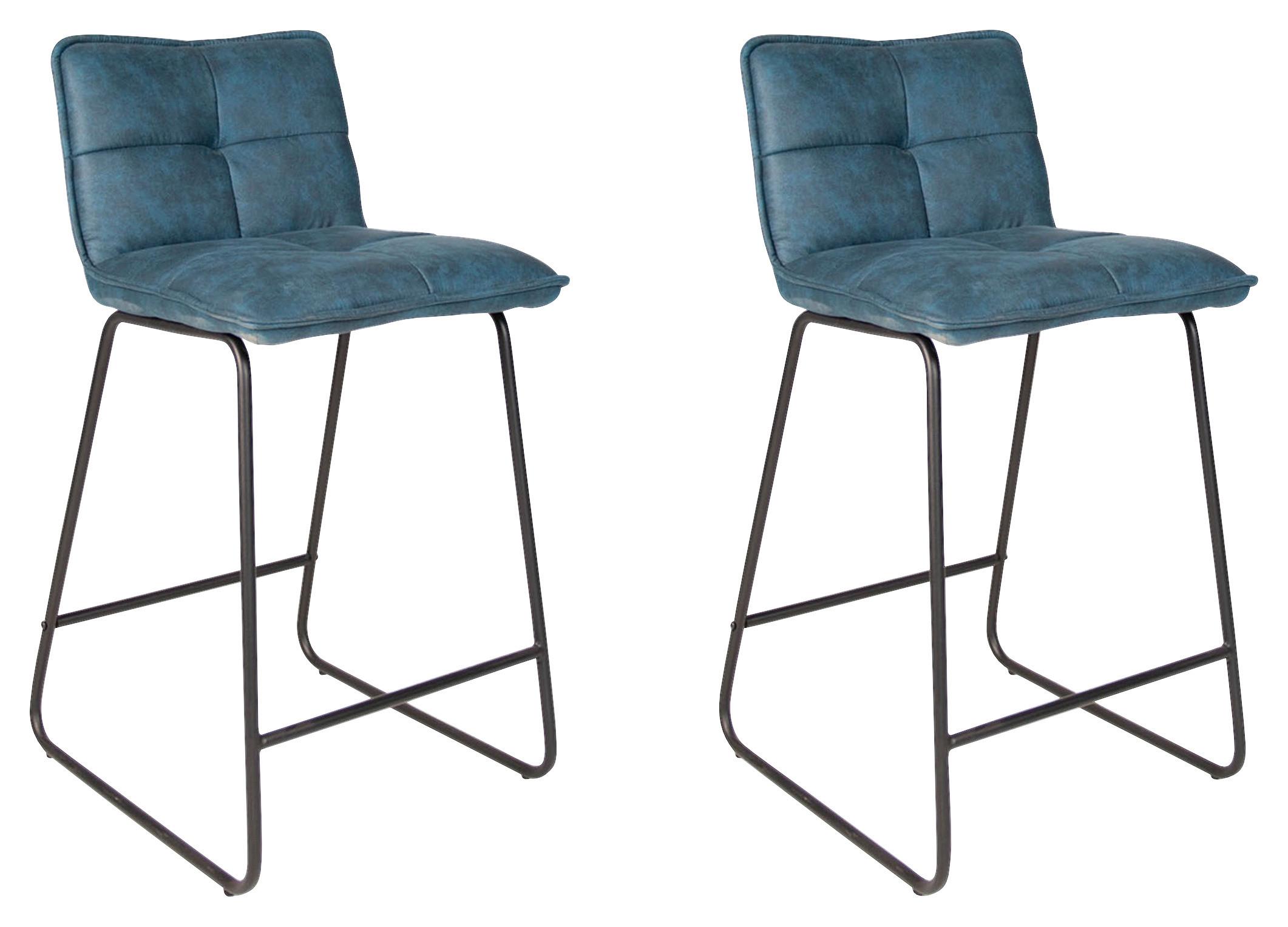 Barhocker-Set Jeremy 2er-Set ca. 44x87 cm Türkis - Türkis/Schwarz, KONVENTIONELL, Textil/Metall (44/87/50cm) - MID.YOU