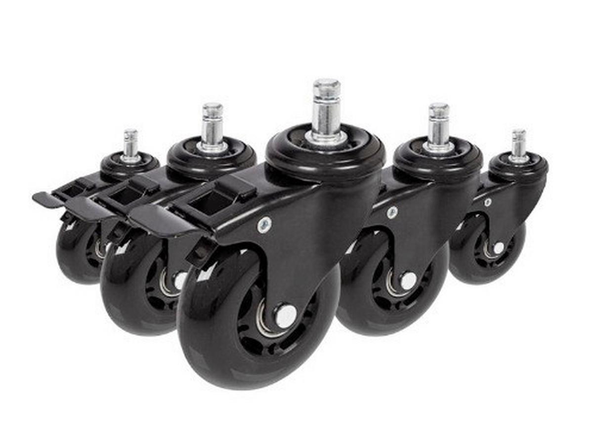 Set Kolesc Za Vrtljivi Stol Rolo Skate, 5-Delni, Z Zavoro - črna, Basics, kovina/umetna masa (3,6/10/75cm) - MID.YOU