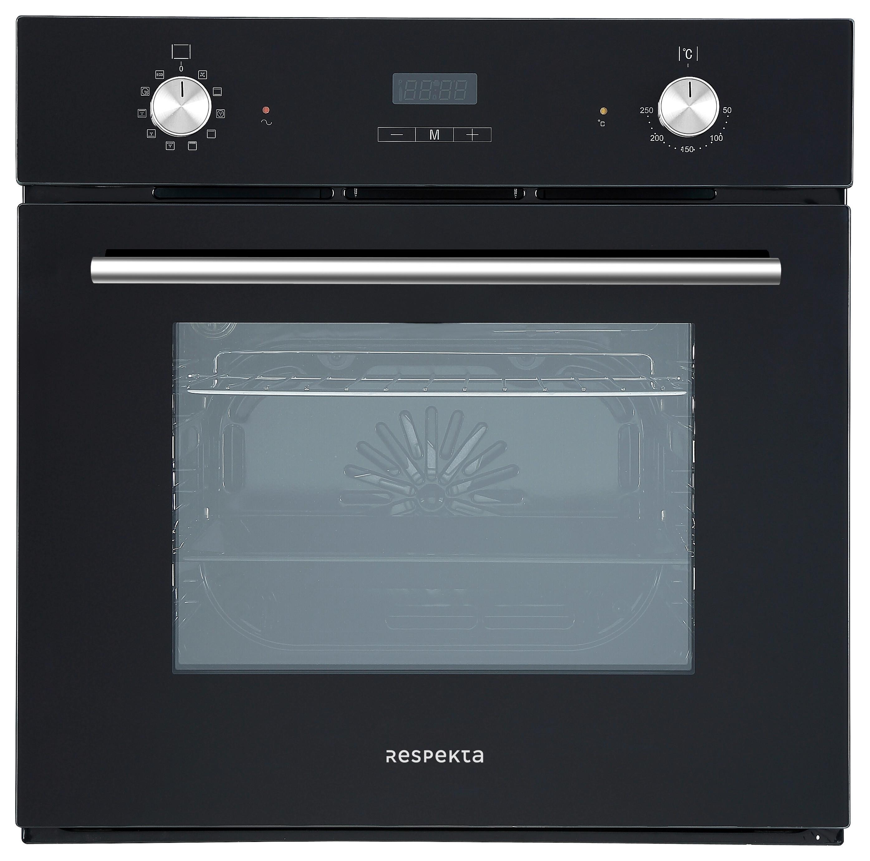 Einbaubackofen Joel ca. 59,5/59/55 cm Schwarz - Schwarz, Trend, Glas/Metall (59,5/59/55cm) - Respekta