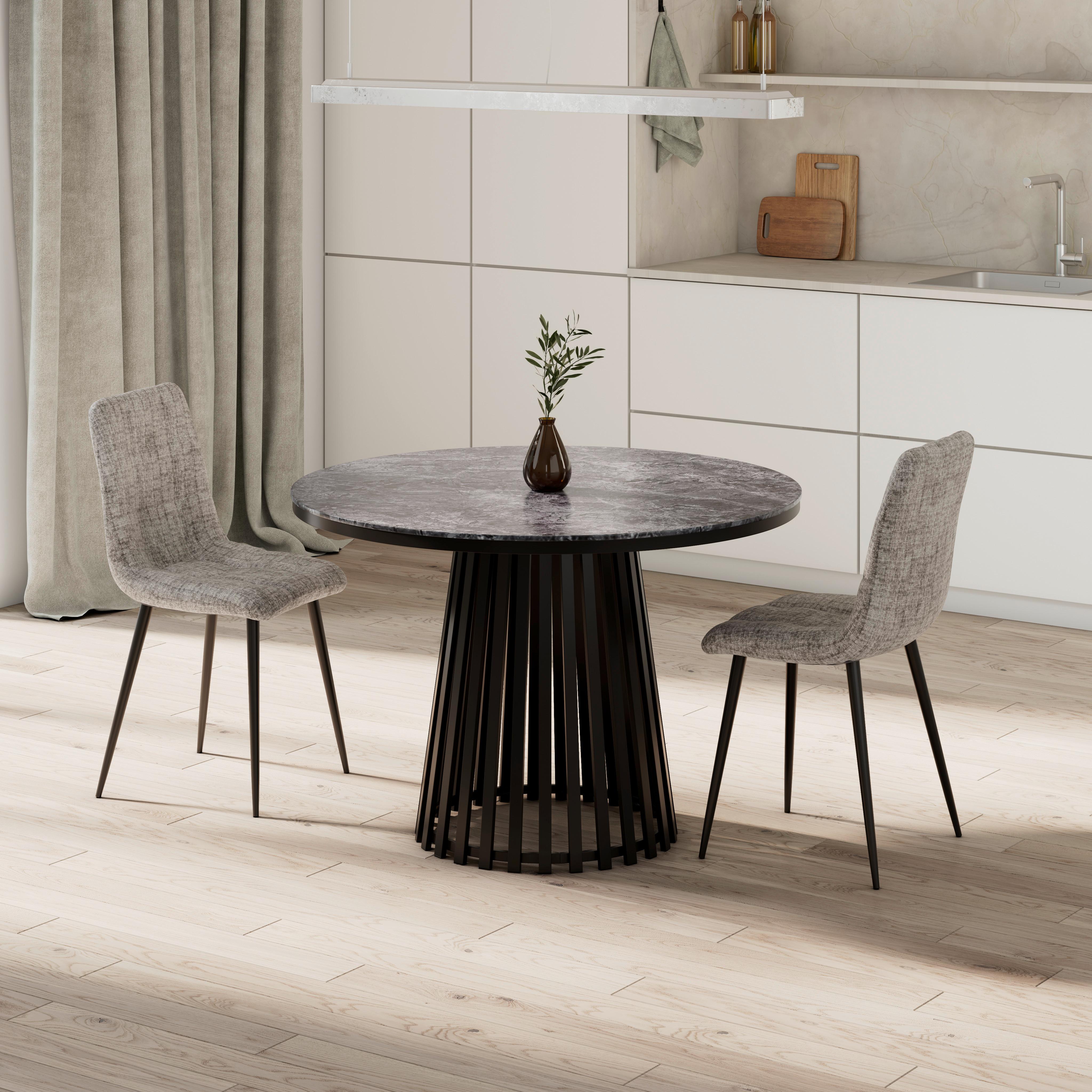 Esstisch rund Pela Grau/ Schwarz MDF Ø ca. 110 cm - Schwarz/Grau, MODERN, Holzwerkstoff/Stein (110/75cm) - Bessagi Home