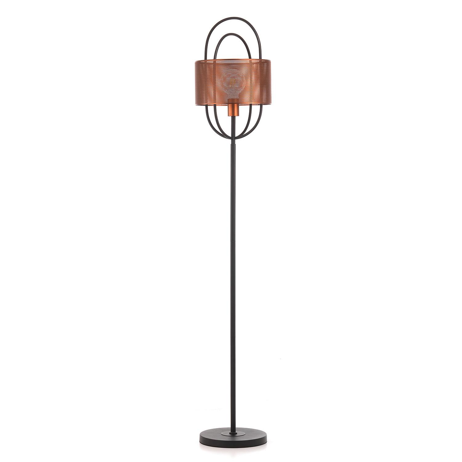 Stehleuchte Quokka Schwarz/Kupfer max. 22 Watt - Schwarz/Kupferfarben, Design, Metall (28/155cm)