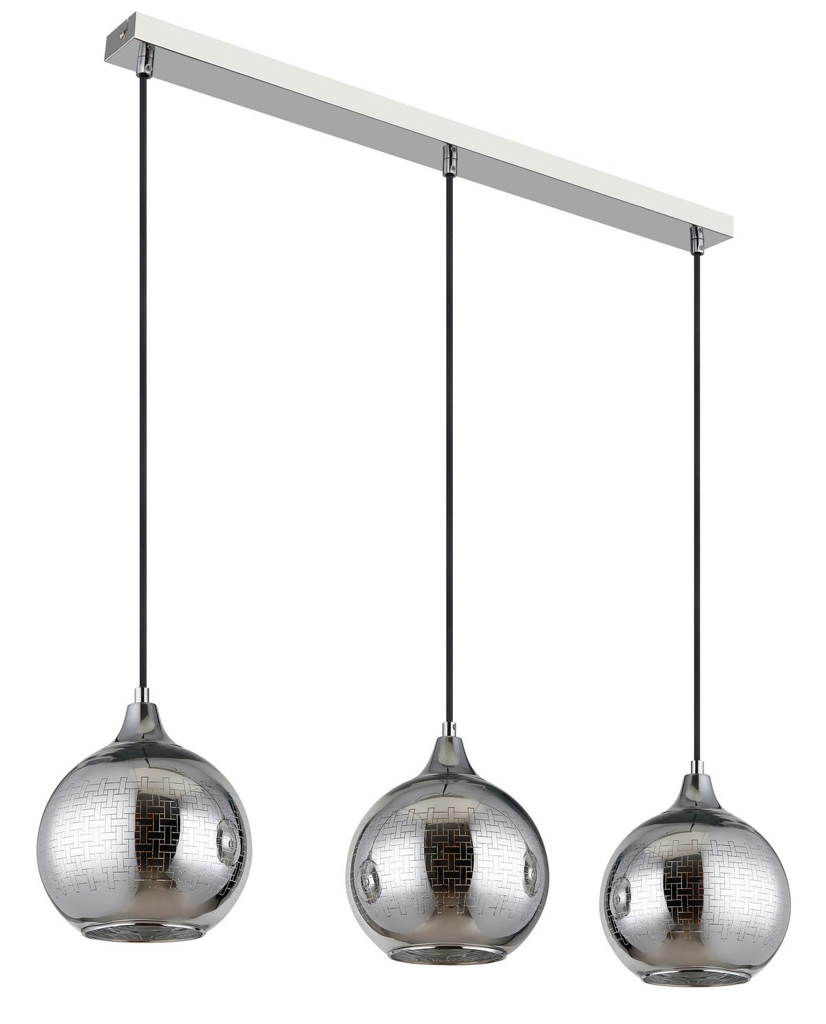 HÄNGELEUCHTE 16053-3 LOURDES - Chromfarben/Weiss, Basics, Glas/Textil (86/20/129cm) - Globo