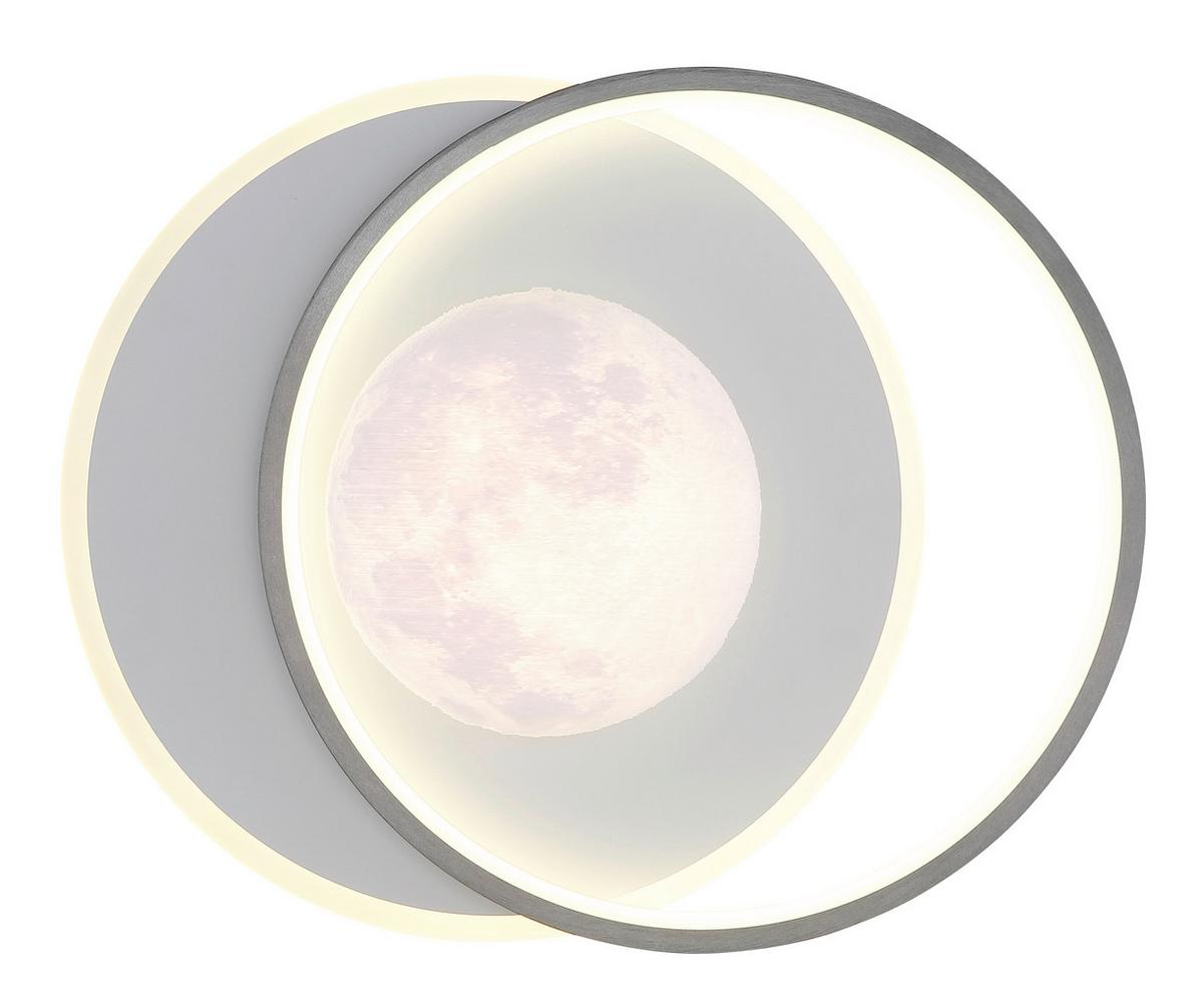 Led Stropna Svjetiljka Moon - bijela/siva, Design, metal/plastika (36,9/30/8,3cm) - Globo