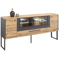 Sideboard in Eichefarben - Schieferfarben/Eichefarben, Modern, Holzwerkstoff/Metall (197/91/40cm) - Premium Living