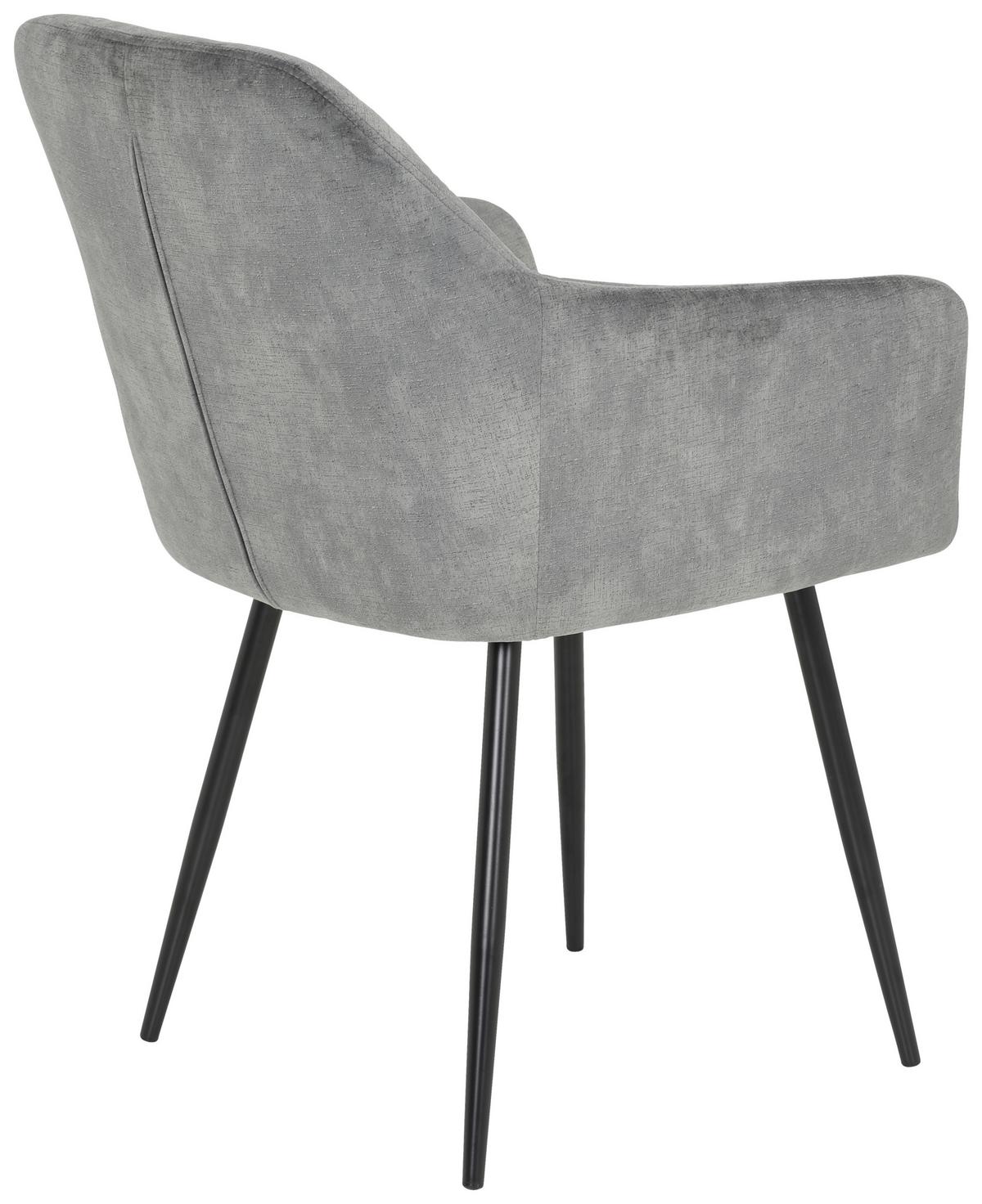 Armlehnstuhl Tina 2er-Set Grau Samt - Schwarz/Grau, MODERN, Textil/Metall (56/81/62cm) - MID.YOU