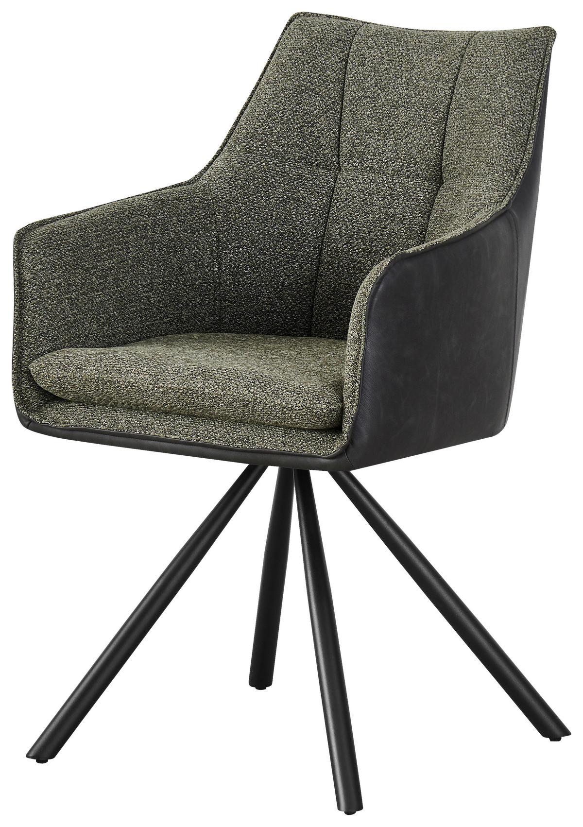 Scaun LEONY - verde/negru, Modern, lemn/metal (56/89/63cm) - Premium Living