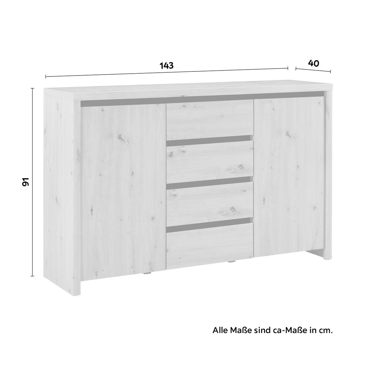 Sideboard Larios in Eichefarben - Schwarz/Eiche Artisan, MODERN, Holzwerkstoff (143/91/40cm) - Mömax