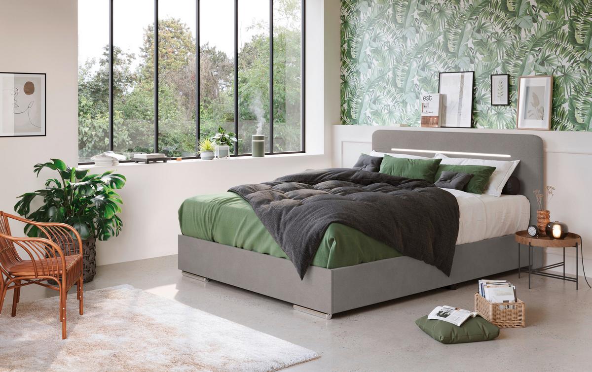 Box-ágy Lightstar - szürke, Modern, faalapú anyag/textil (120/200cm)