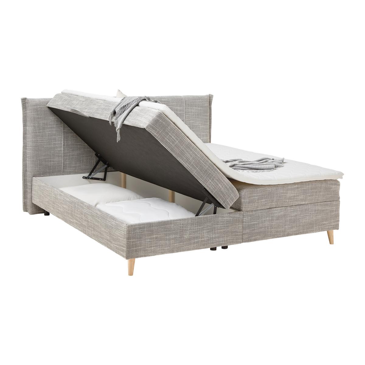 Boxbett Veloria Grau ca. 180x200cm - Schwarz/Grau, KONVENTIONELL, Textil/Metall (180/200cm) - Based