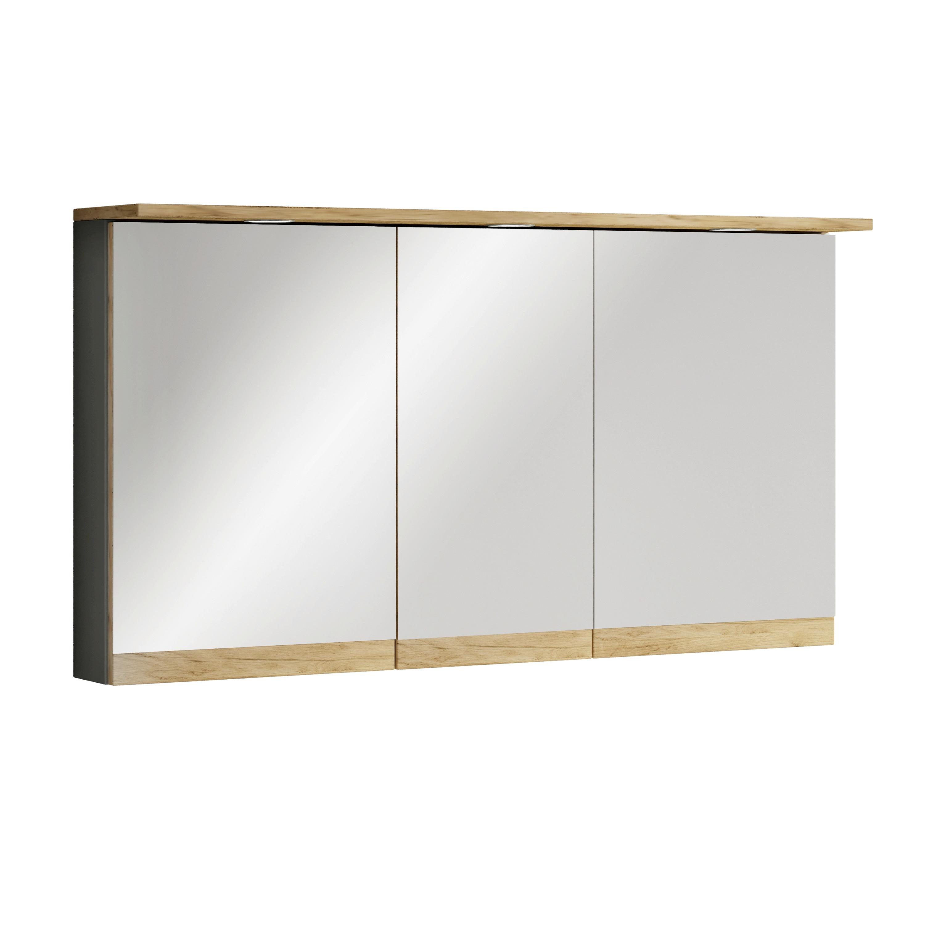 Spiegelschrank Cosila - Honigeiche/Anthrazit, Trend, Glas/Holzwerkstoff (110/59/23cm) - MID.YOU