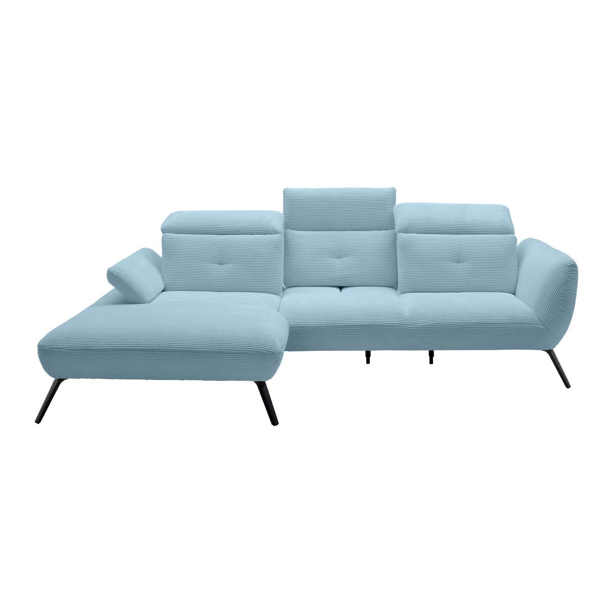 Wohnlandschaft Seattle Blaugrau - Blaugrau/Schwarz, MODERN, Holzwerkstoff/Textil (196/301cm) - Premium Living