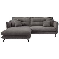 Wohnlandschaft Lava Grau Cord - Schwarz/Grau, MODERN, Textil/Metall (180/255cm) - Livetastic
