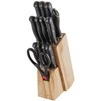 Messerblock Echtwerk Basic Silber-/Kieferfarben, 14-tlg. - Silberfarben/Kieferfarben, Trend, Holz/Metall (16/8,1/21,5cm) - Echtwerk