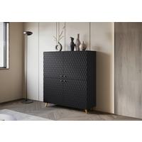 Visoka Komoda Phuket 120, Črna - zlate barve/črna, Trend, umetna masa/leseni material (120/130/39cm) - Livetastic