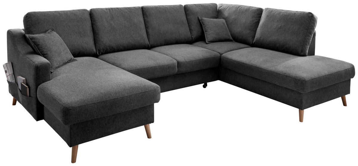 Wohnlandschaft Valentina Anthrazit Struktur - Anthrazit/Naturfarben, KONVENTIONELL, Holz/Textil (150/301/200cm) - P & B