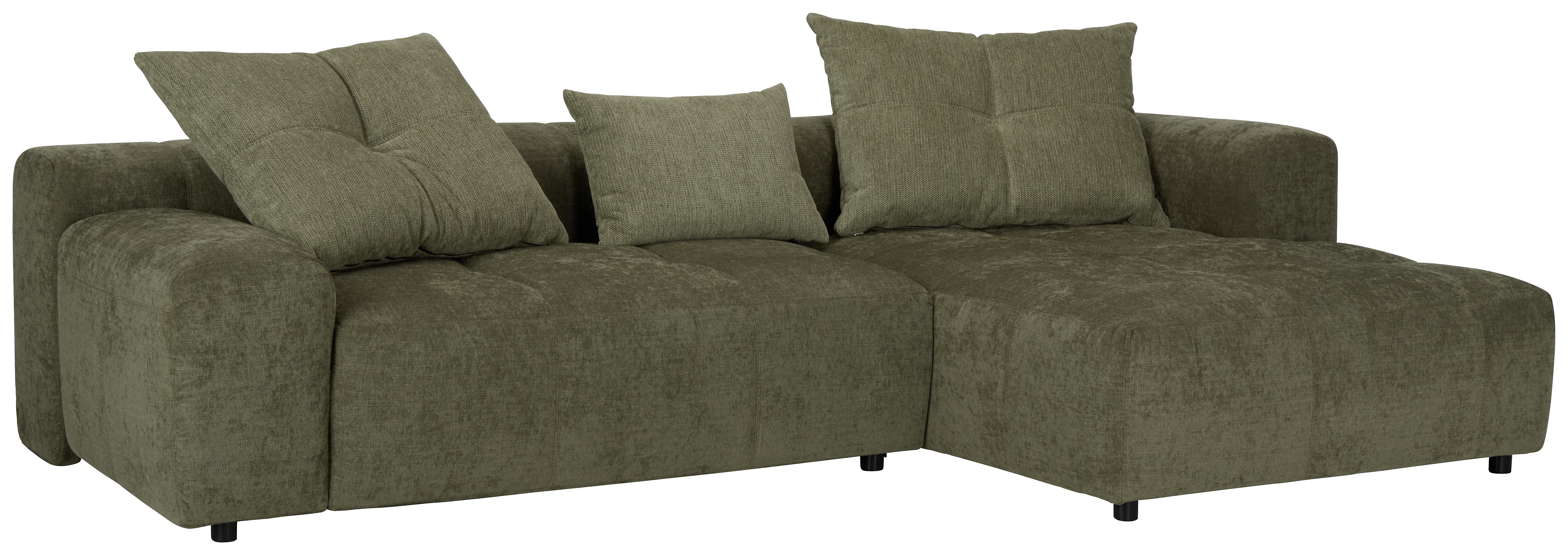 Ecksofa in Grün ca. 288x172cm - Schwarz/Grün, Modern, Textil (288/172cm) - Premium Living