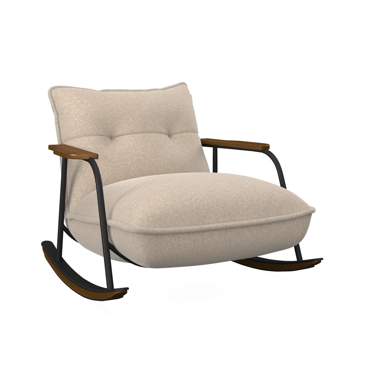 Schaukelsessel Ines Bouclé Beige - Beige/Schwarz, MODERN, Holz/Textil (89/77/94cm) - Bessagi Home