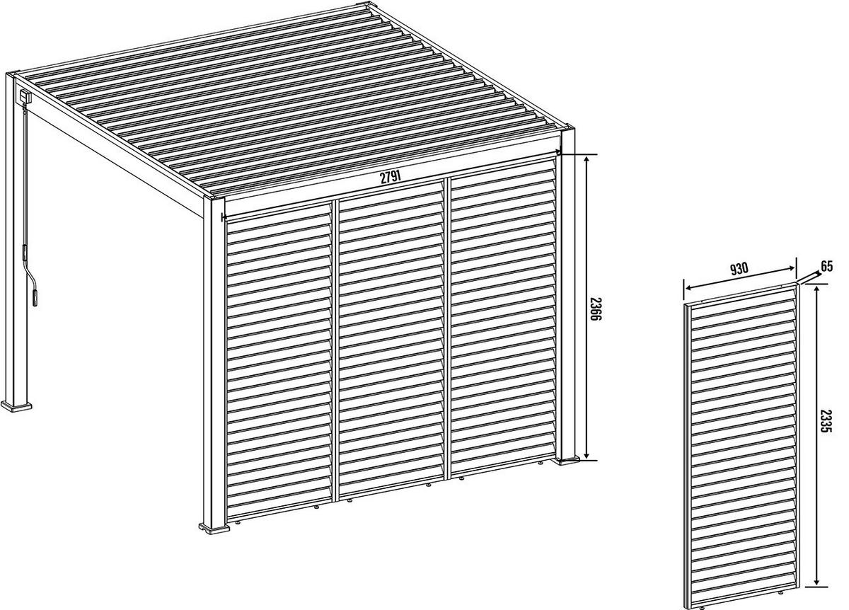 Stranski Del Za Pergolo Horizontale, Antracit, 93cm - barve grafita, Basics, kovina (93/233,5/6,5cm) - Gardenson