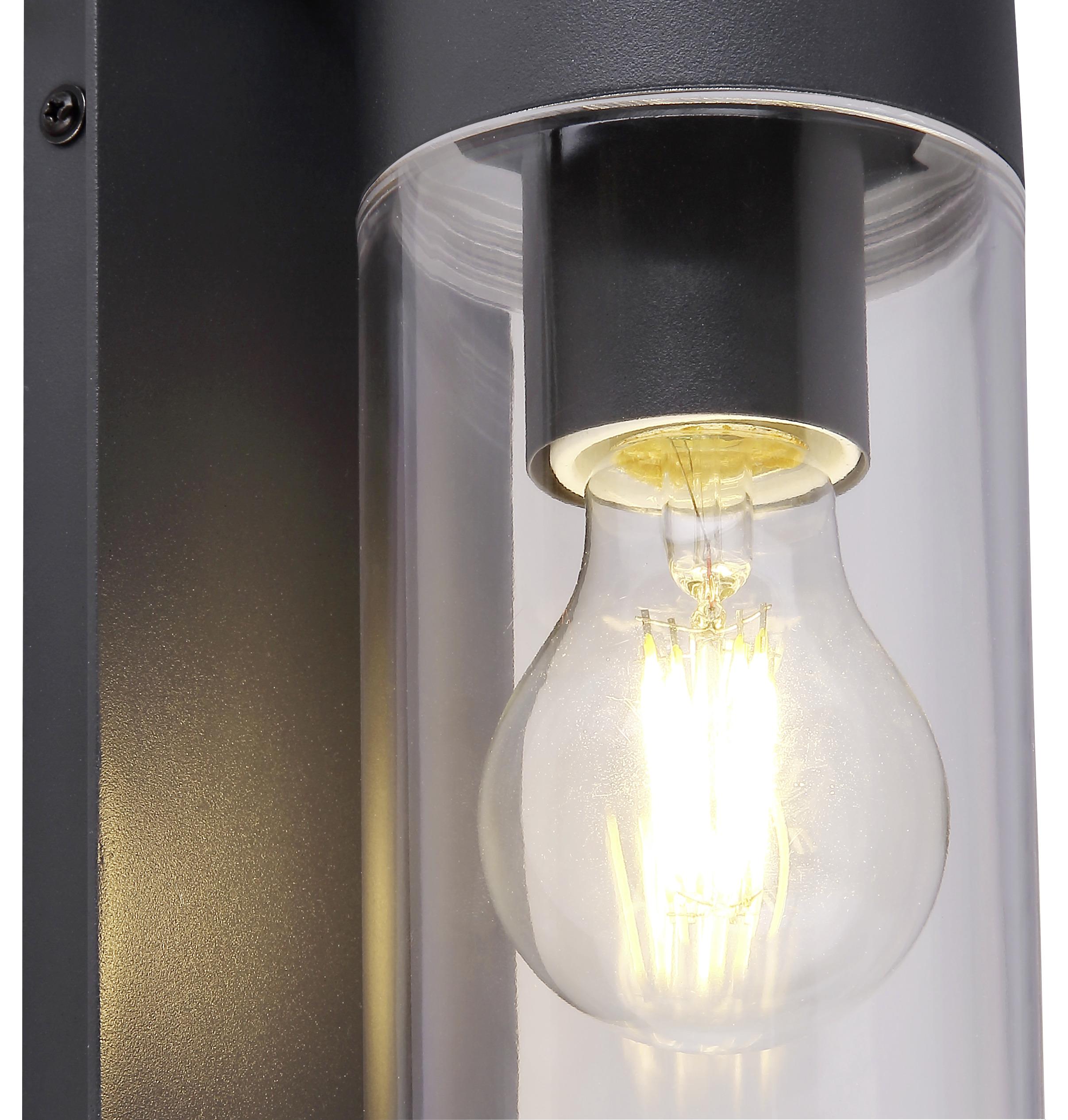Außenwandleuchte Vessa max. 15 Watt - Klar/Anthrazit, Basics, Kunststoff/Metall (8,9/25cm) - Globo