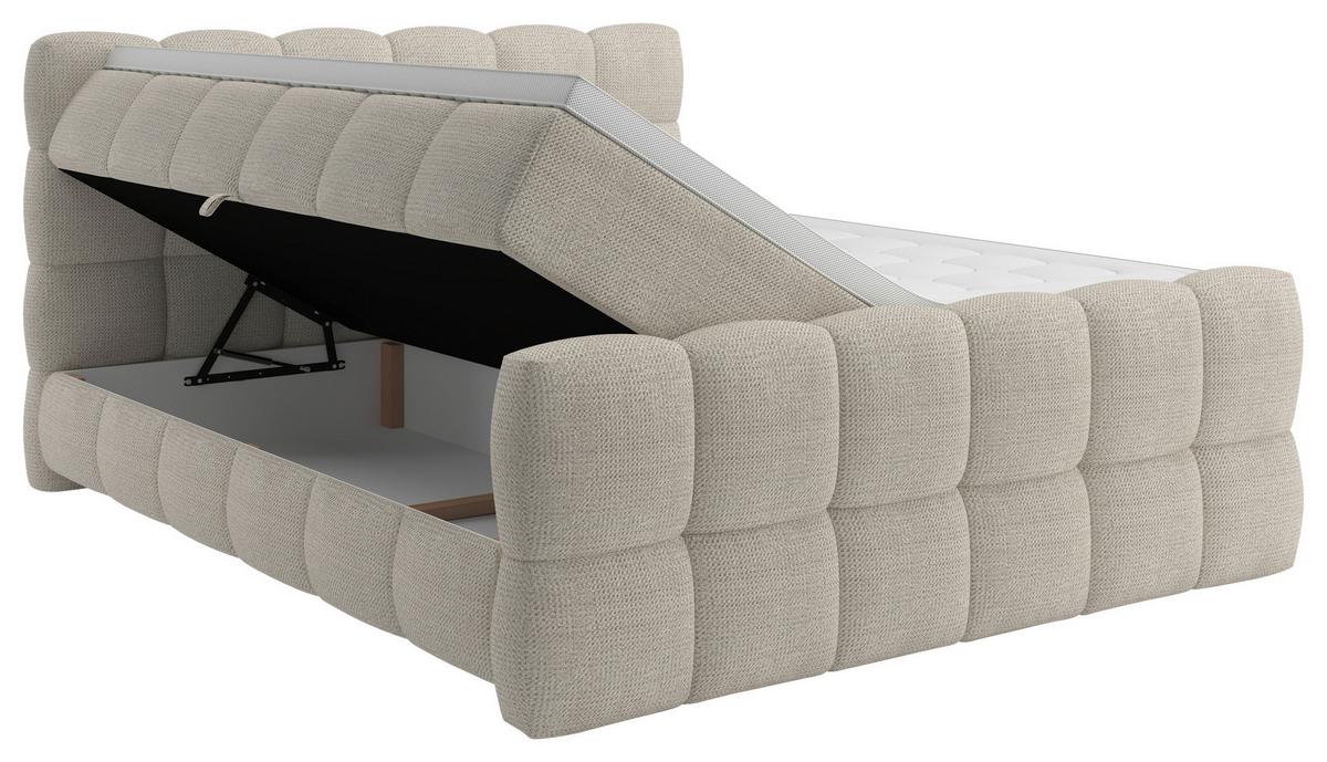 Boxspring Krevet Brisbane - crna/krem, Trend, drvni materijal/drvo (200/200cm) - Premium Living