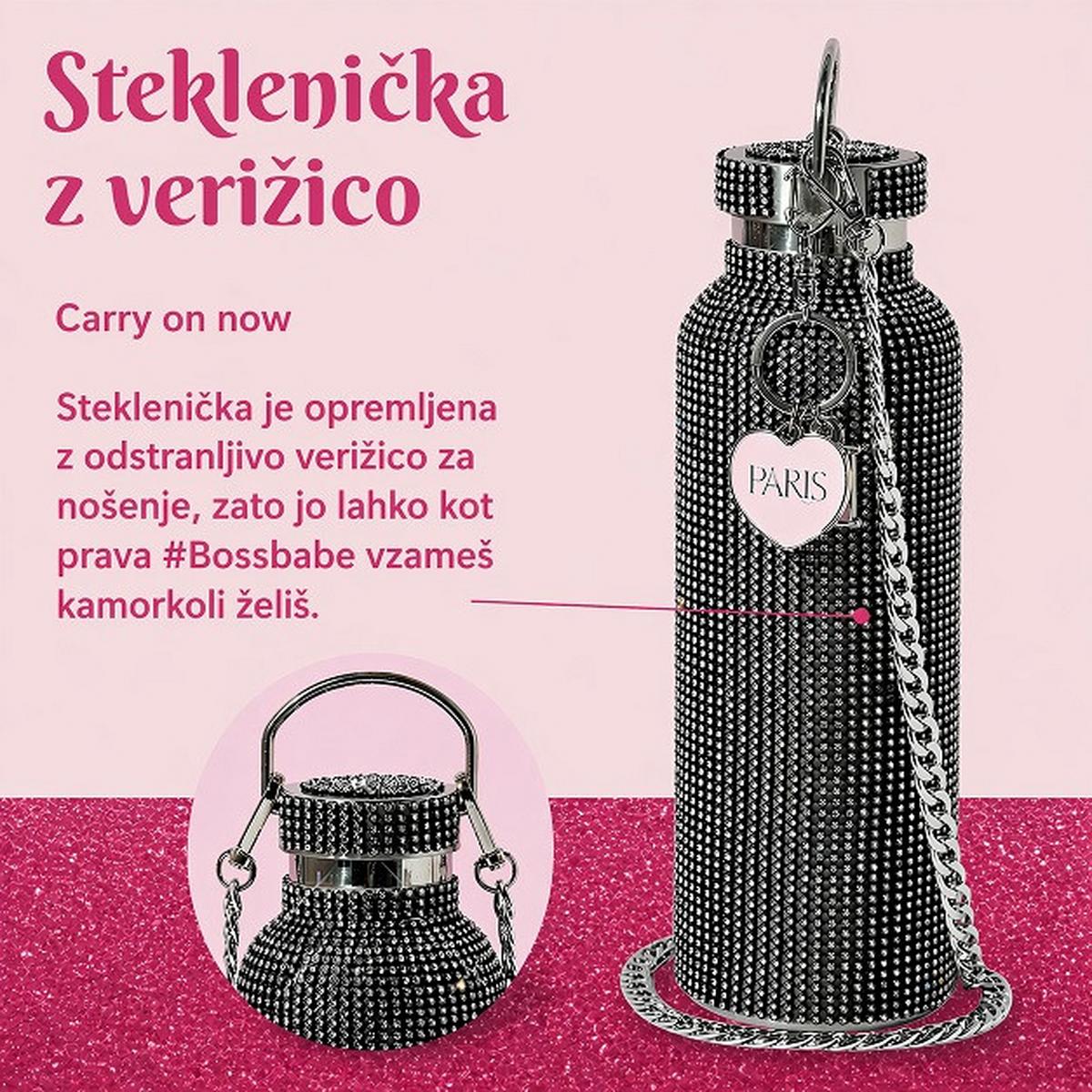 Izolirna Steklenica Paris Hilton - črna/visoki sijaj, Design, kovina (9/9/29cm) - Paris Hilton