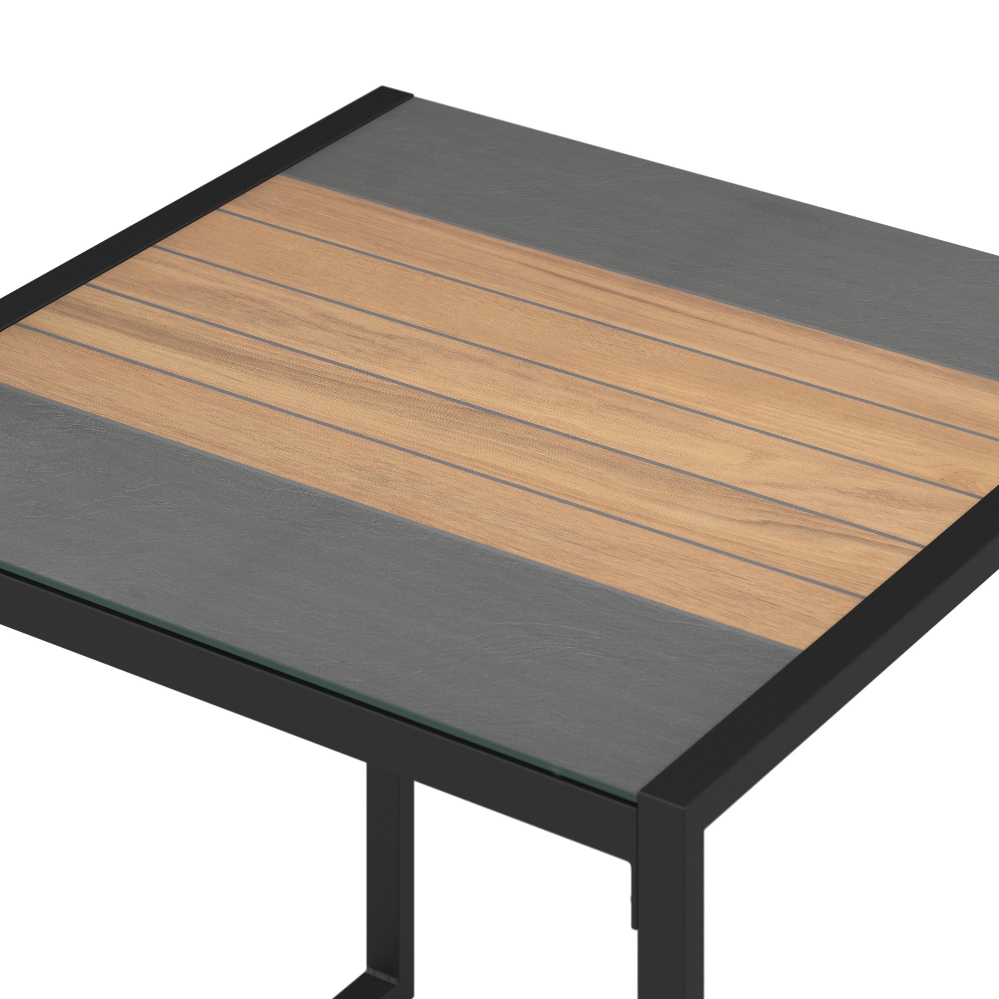 LOUNGESET SONORA - ljusgrå/svart, Modern, metall/glas (181/73/65cm) - Bessagi Garden
