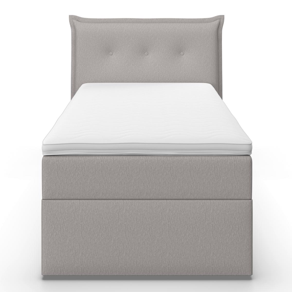 Boxbett Polo ca. 90x200 cm Grau mit Topper - Schwarz/Grau, MODERN, Holz/Kunststoff (90/200cm) - Bessagi Home