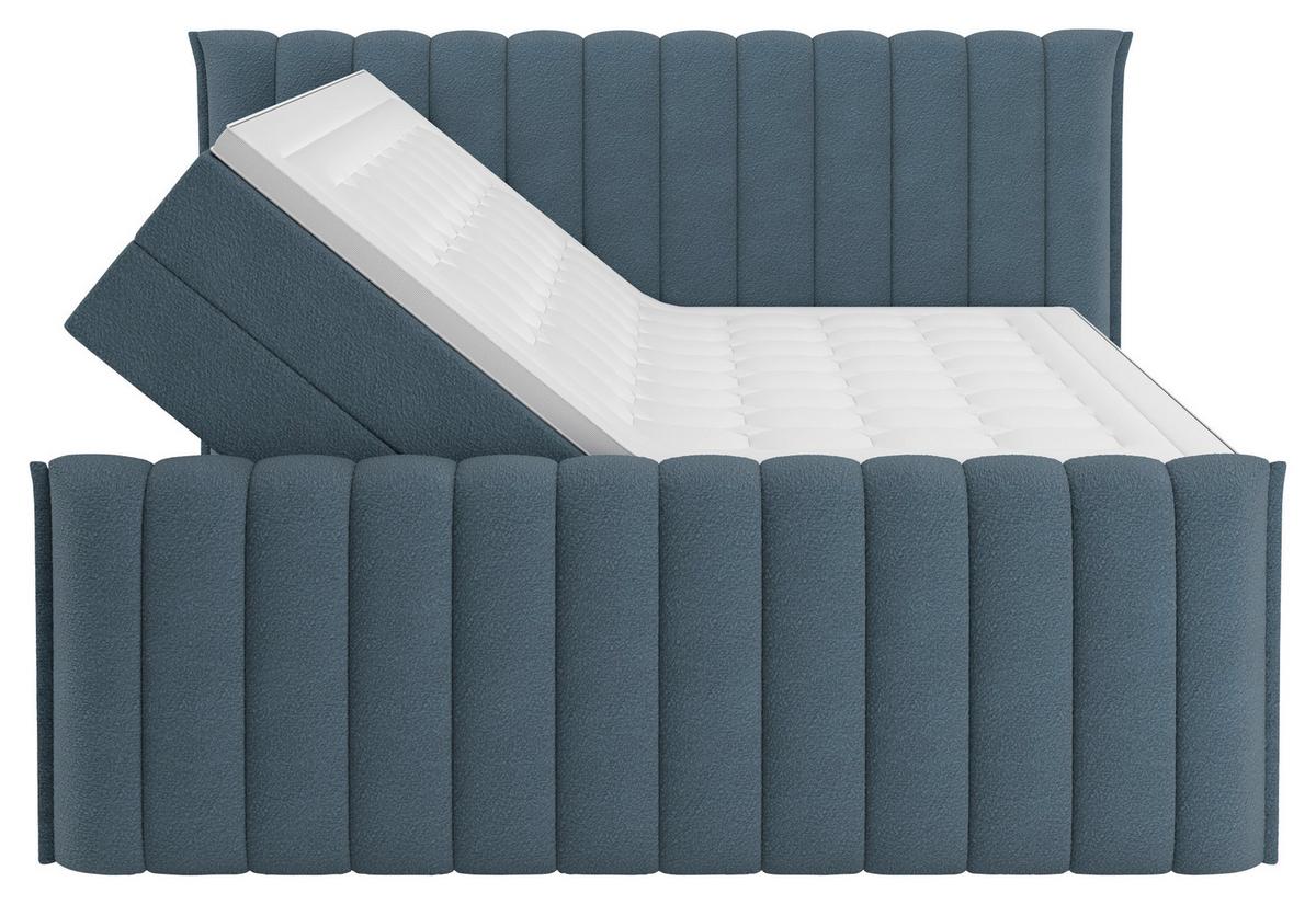 PAT BOXSPRING LINA - albastru, Konventionell, plastic/lemn (200/200cm) - Premium Living