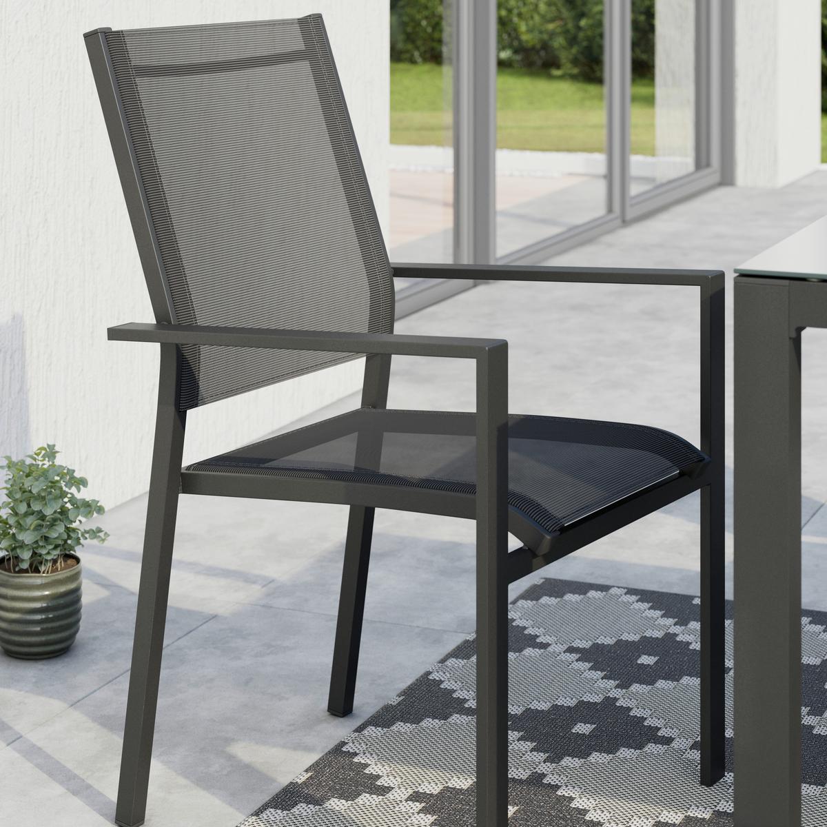 Gartentischgruppe Split Anthrazit, 7-teilig - Anthrazit, Basics, Glas/Textil (152/74/90cm) - Mömax